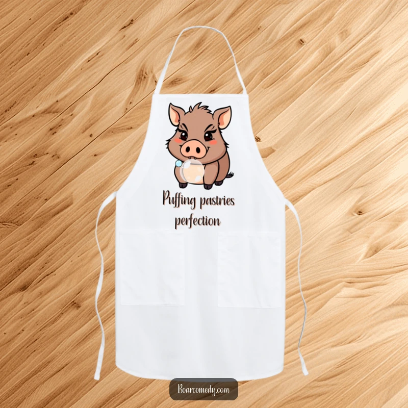 Funny Boar Blowing Bubble Apron, a mischievous pig chef ready for kitchen fun. A practical and funny gift.