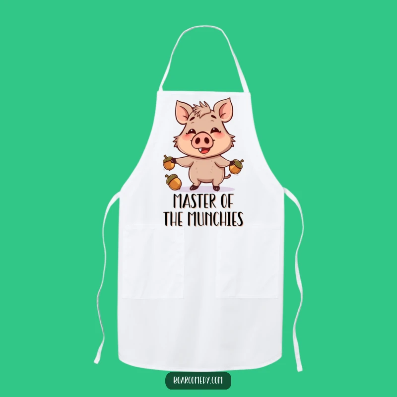Funny Boar Juggling Acorns Apron: Kitchen Fun for Playful Cooks