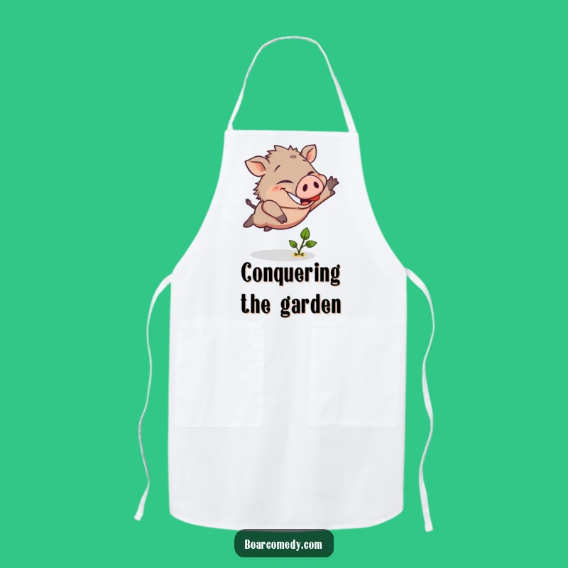 Funny Boar Leaping Sprout Apron: Cook Up Laughs with This Hilarious Design
