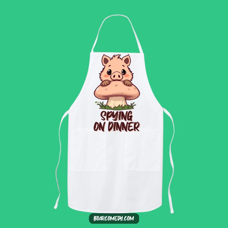 Funny Boar Mushroom Peek Apron: Kitchen Adventures with Humor