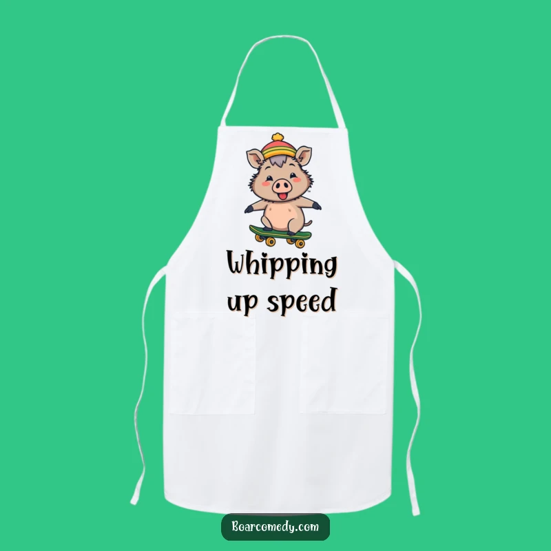 Funny Cheerful Boar Apron: Skateboard Chef Style, Great Funny Gift