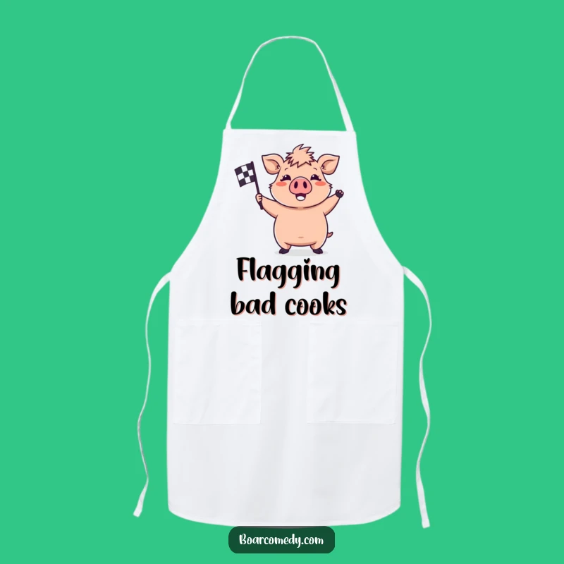 Funny Kawaii Boar Apron - Waving Chef Flag - Kitchen Victory & Perfect Funny Gift