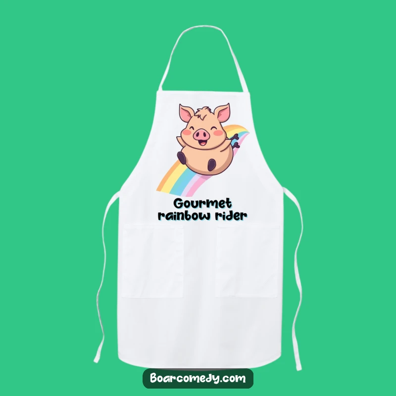 Funny Boar Rainbow Slide Apron, Whimsical Kitchen Fun for Cooking Enthusiasts
