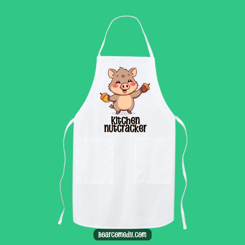 Funny Kawaii Boar Juggling Acorns Apron - Cook Up Some Laughs!