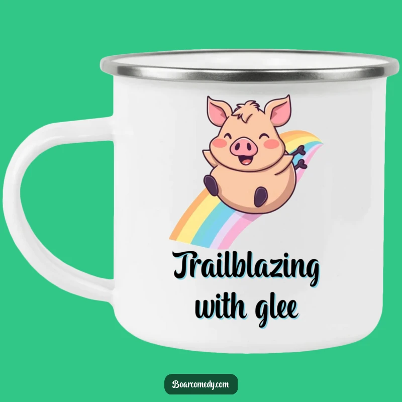 Funny Boar Rainbow Slide Camping Mug, Durable Adventure Fuel for Outdoor Fun