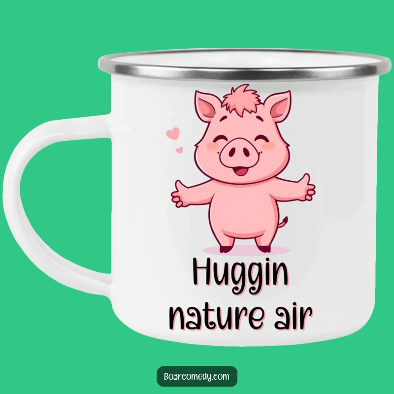 Funny Hugging Boar Camping Mug: Embrace Outdoor Affection