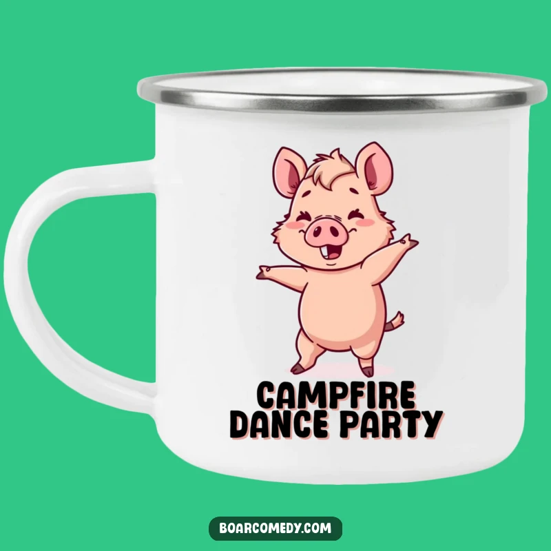 Funny Kawaii Boar Camping Mug - Enamel Wobbly Cup, Cute Outdoors, Great Funny Gift