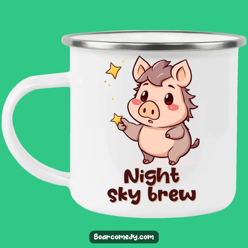 Funny Kawaii Boar Camping Mug - Starry Surprise Adventure - Durable & Perfect Funny Gift