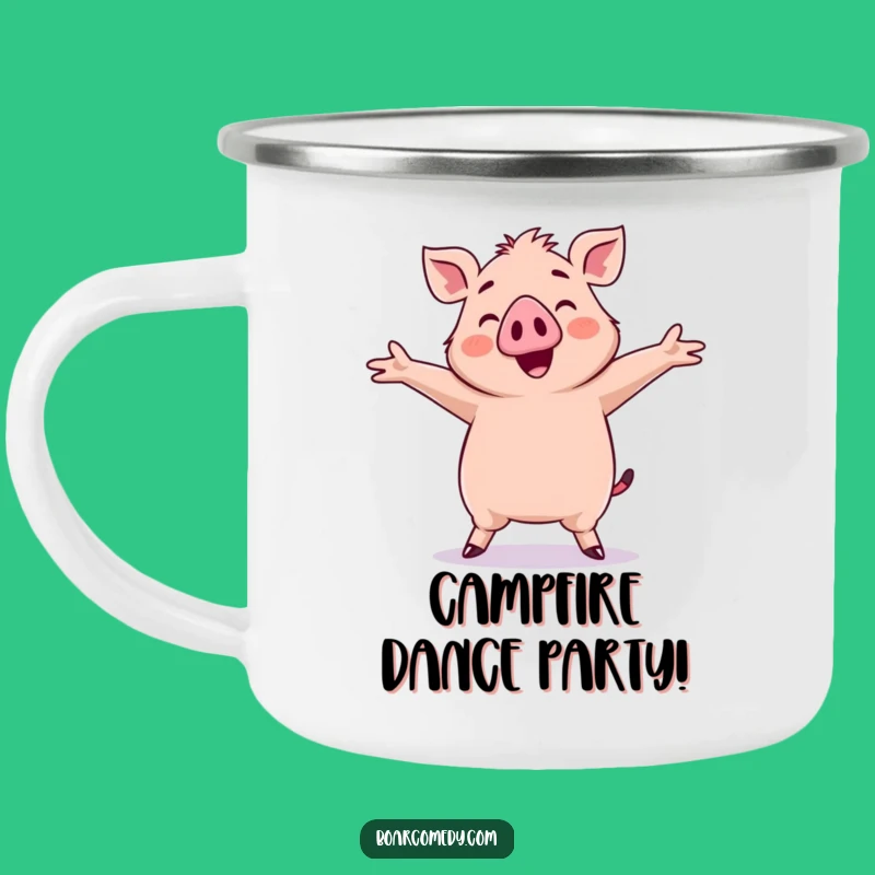Funny Kawaii Boar Dancing Camping Mug: Outdoor Silly Cup, Perfect Funny Gift