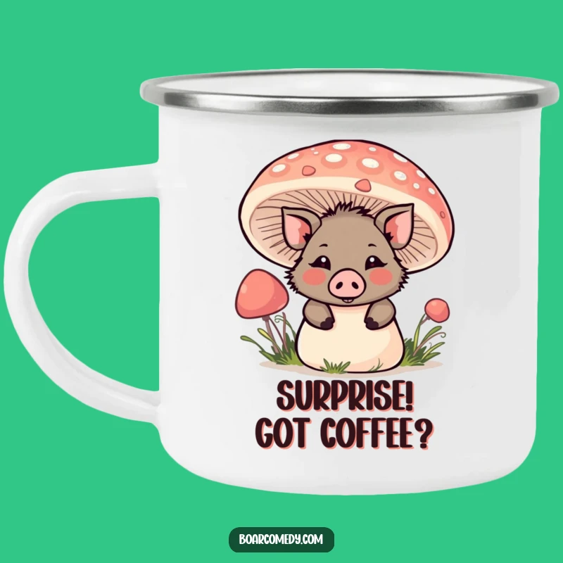 Funny Kawaii Boar Mushroom Camping Mug: Outdoor Peek Cup, Perfect Funny Gift