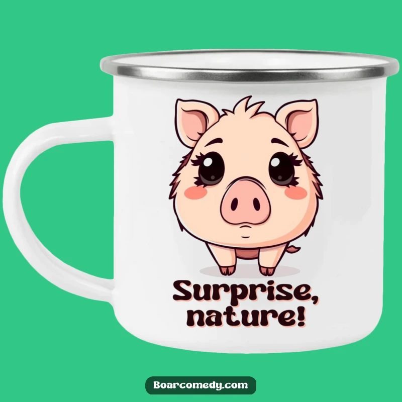 Funny Surprised Kawaii Boar Eyes Wide Camping Mug - Adventure Surprise