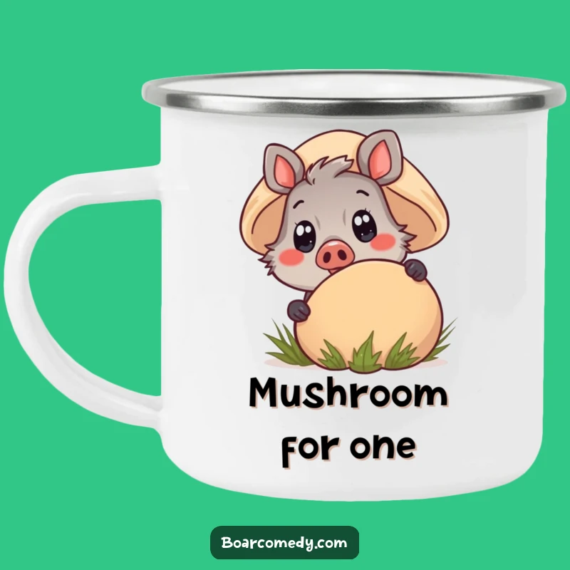 Funny Kawaii Boar Camping Mug - Mushroom Peek Outdoor Gift