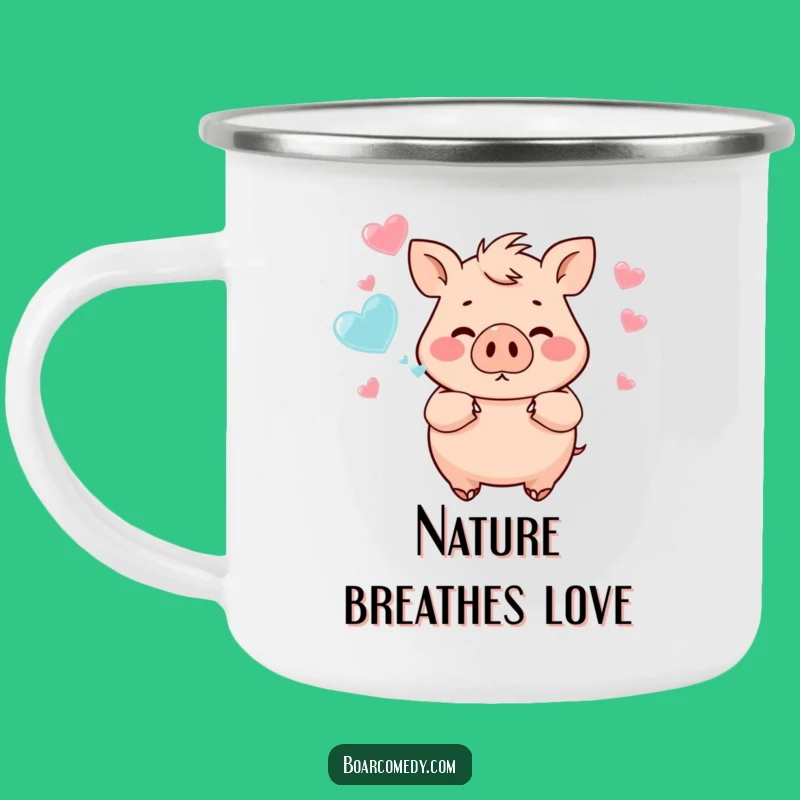 Funny Chubby Boar Heart Bubbles Camping Mug - Durable & Cute Funny Gift