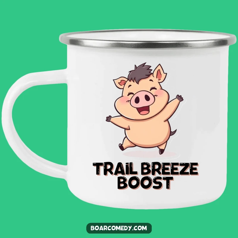 Funny Wind-Pushed Boar Camping Mug: Adventure Fuelled by Laughter