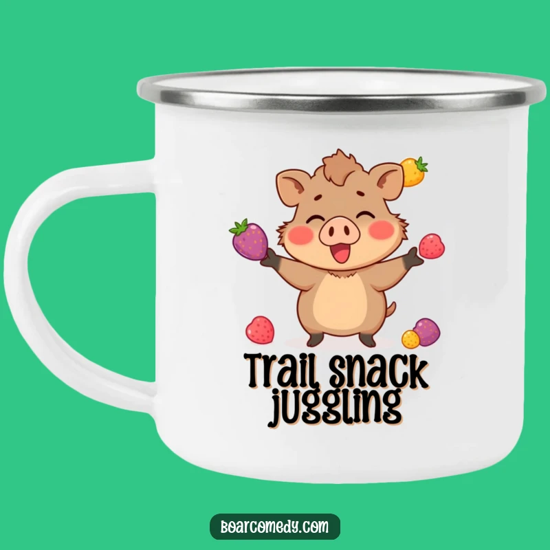 Funny Berry Juggling Boar Camping Mug: Skillful Sips Outdoors