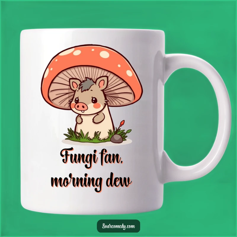 Funny Kawaii Boar Mushroom Mug: Adorable Peeking Boar Character, Perfect Funny Gift