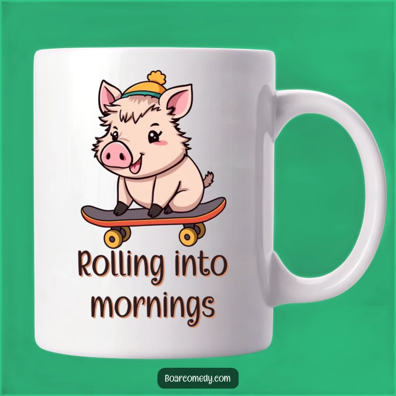 Funny Cheerful Boar Skateboard Mug: A Rad and Hilarious Gift for Riders