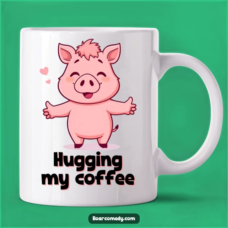Funny Hugging Boar Mug: Embrace Joy with This Hilarious Design