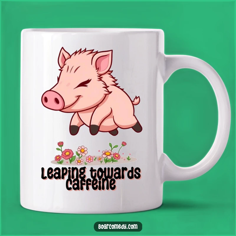 Funny Kawaii Boar Leaping Mug - Determined Flower Jumper Gift
