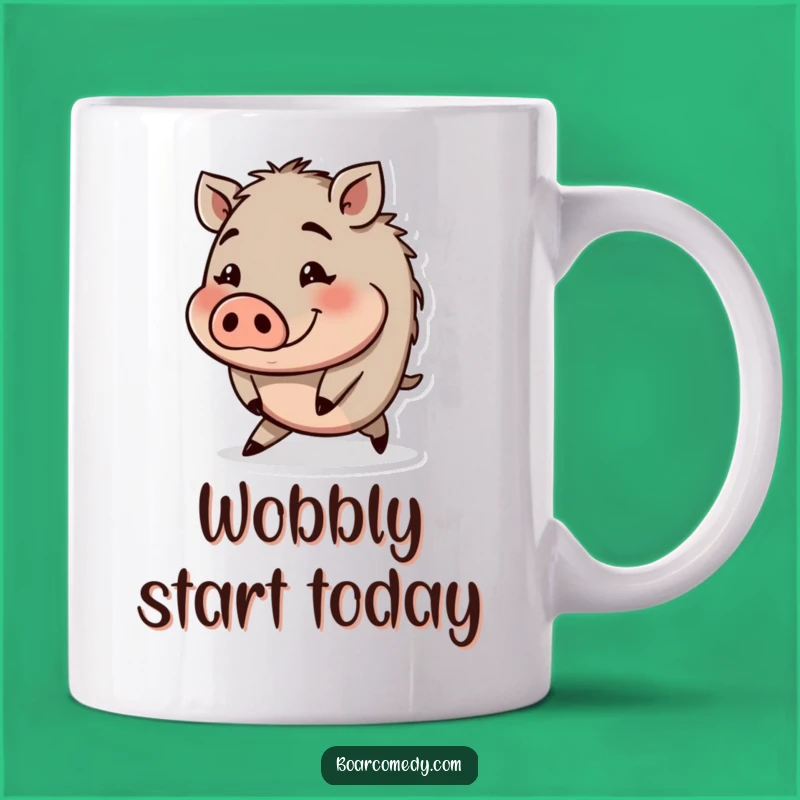 Funny Tripping Boar Mug: Small Round Character, Perfect Funny Gift