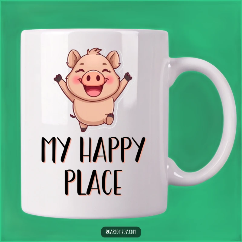 Funny Leaping Boar Mug - Joyful Cartoon Character, Perfect Funny Gift for Smiles