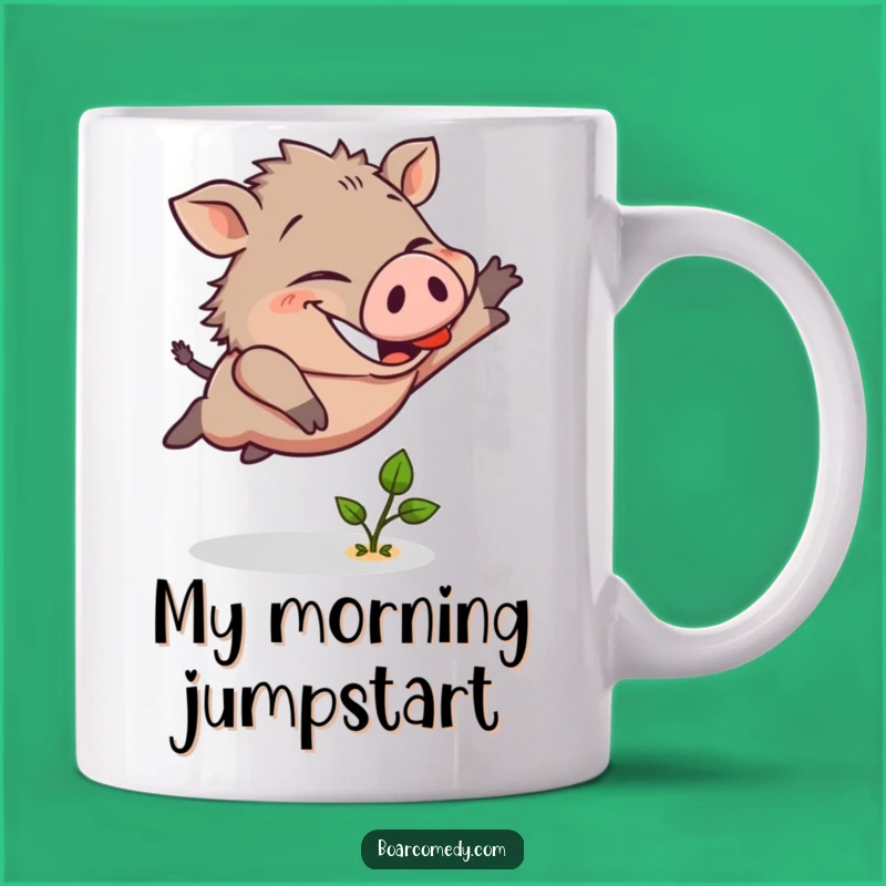 Funny Boar Leaping Sprout Mug: A Hilarious Gift for Nature Lovers