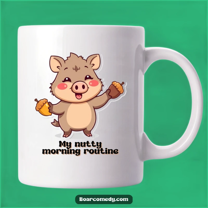 Funny Kawaii Boar Juggling Acorns Mug - Hilarious Gift for Animal Lovers