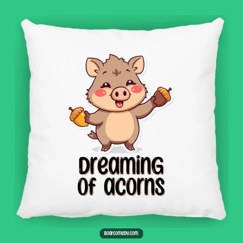 Funny Kawaii Boar Juggling Acorns Pillow - Comfy & Amusing Home Decor