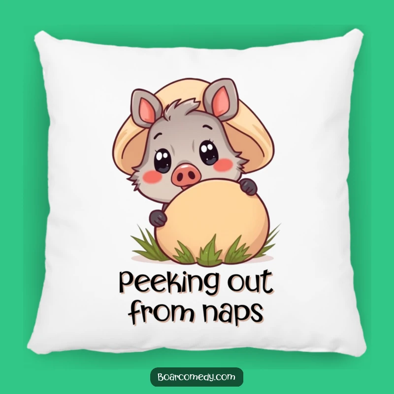 Funny Kawaii Boar Pillow - Mushroom Peek Comfort Gift