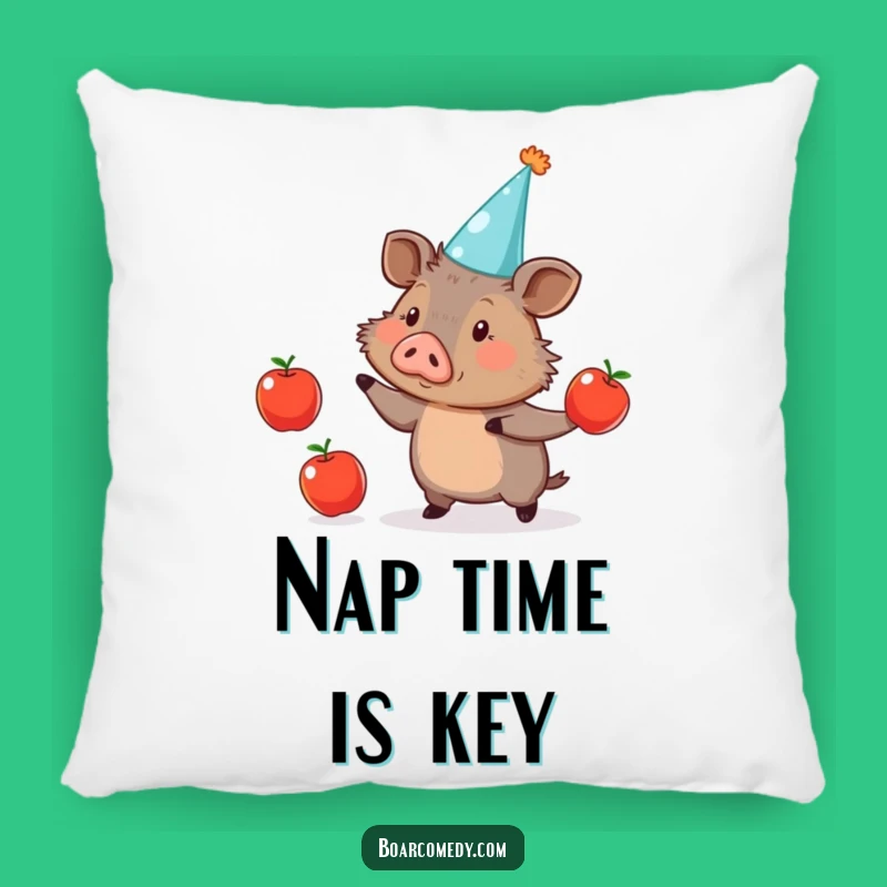 Cozy Funny Boar Juggling Apples Pillow: Soft Comfort with a Hilarious Touch