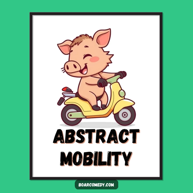 Funny Boar on Wobly Scooter Digital Art - Instant Adventure Download!