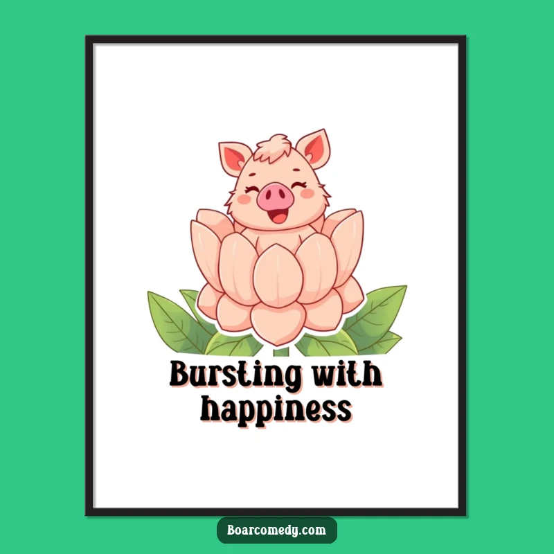Funny Bubbly Boar Flower Digital Art, Instant Joyful Wall Decor for Your Space
