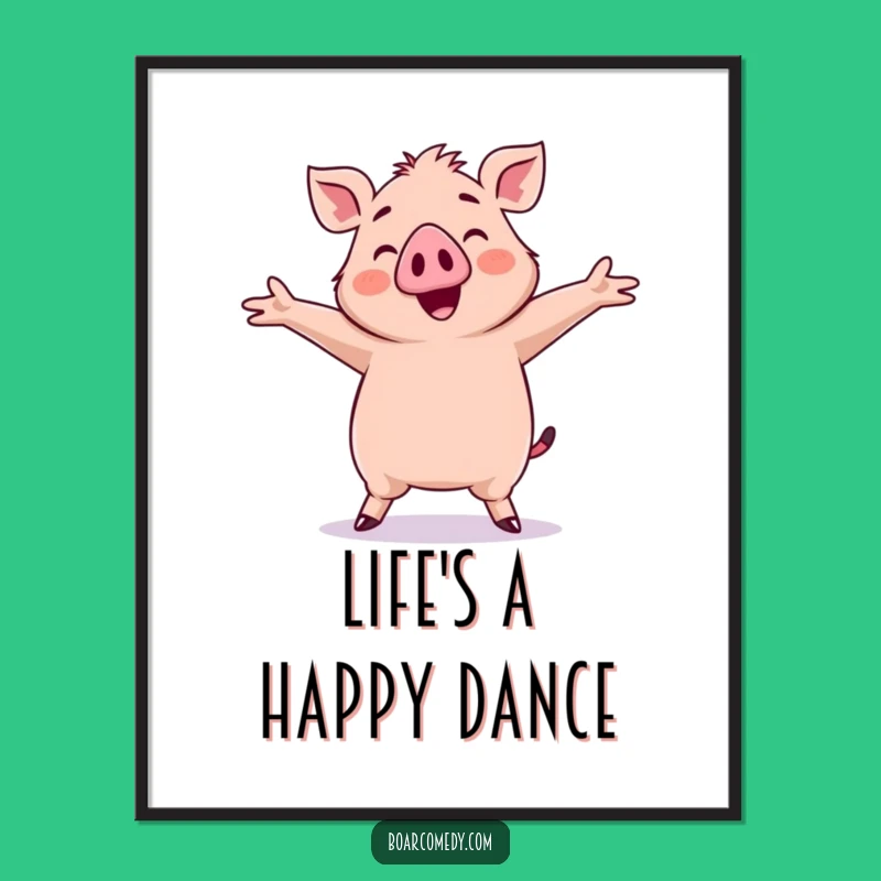 Funny Kawaii Boar Dancing Digital Art: Instant Silly Print, Perfect Funny Gift