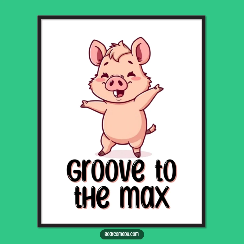 Funny Kawaii Boar Digital Art - Wobbly Dance Download, Cute Instant Art, Perfect Funny Gift