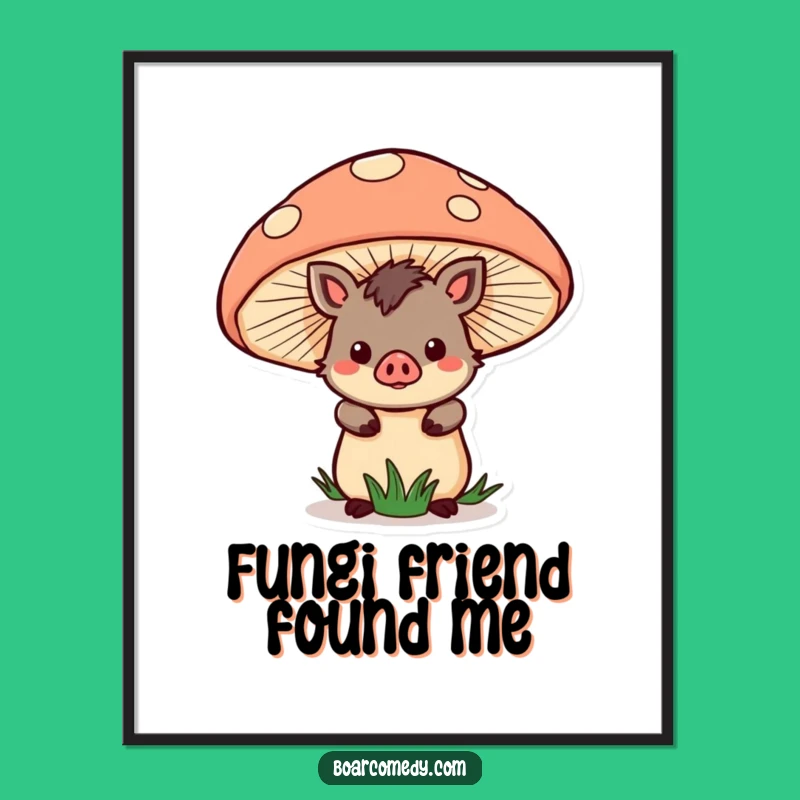Funny Kawaii Boar Mushroom Digital Art: Instant Whimsical Decor for Your Space