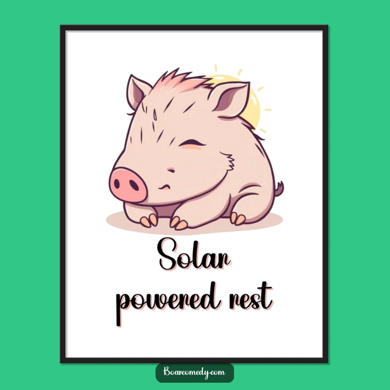 Funny Kawaii Boar Nap Art Print - Content Slumber Download - Instant Peace & Perfect Funny Gift