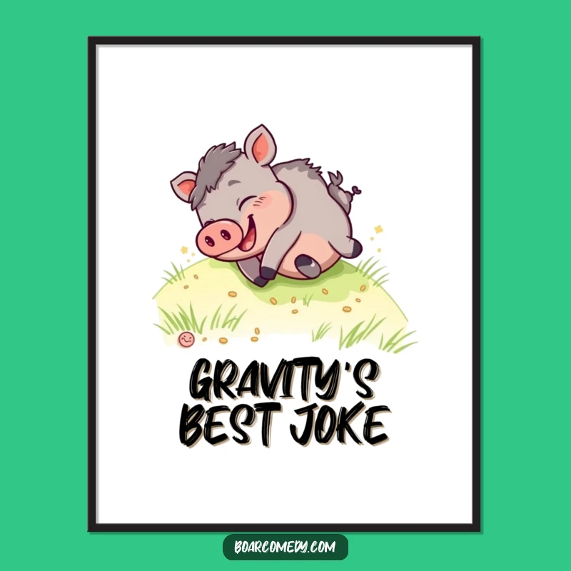 Funny Kawaii Boar Rolling Art Print - Hilarious Giggling Download - Instant Joy & Perfect Funny Gift