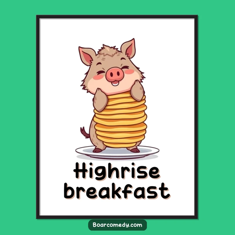 Funny Pancake Boar Digital Art, Instant Hilarious Breakfast Wall Decor