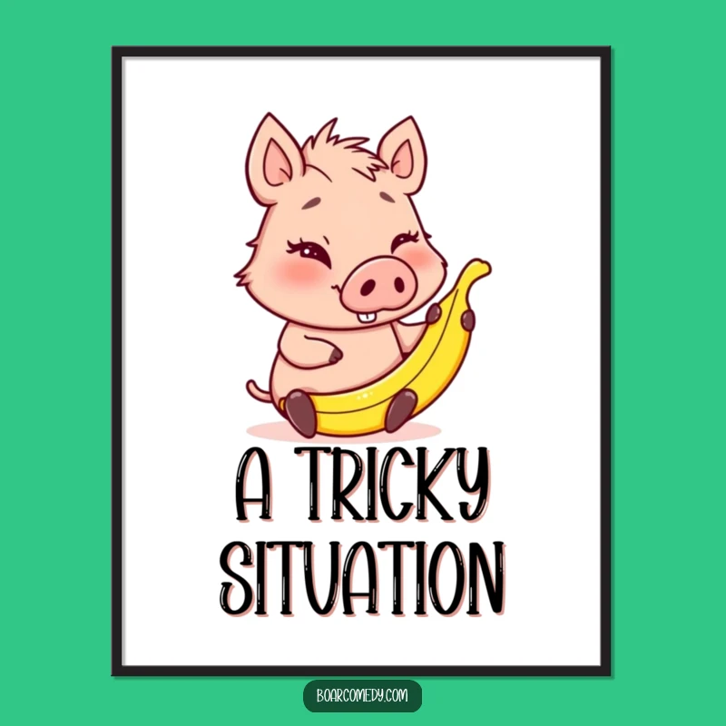 Funny Winking Boar Banana Peel Digital Art - Prankster Decor Funny Gift