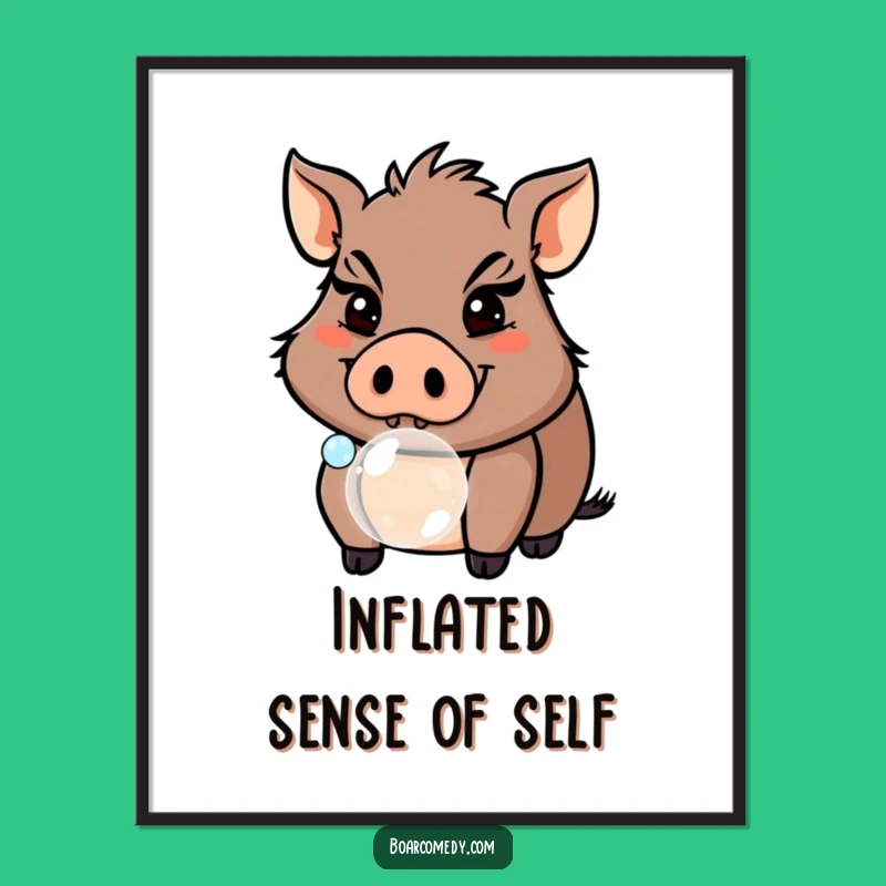 Funny Boar Bubble Digital Art: Mischievous Pig Printable, Instant Funny Gift!
