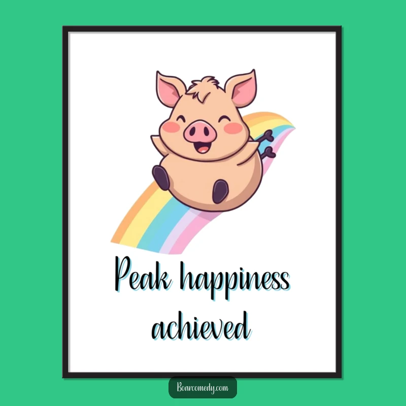 Funny Boar Rainbow Slide Digital Art, Instant Joyful Wall Decor for Your Space