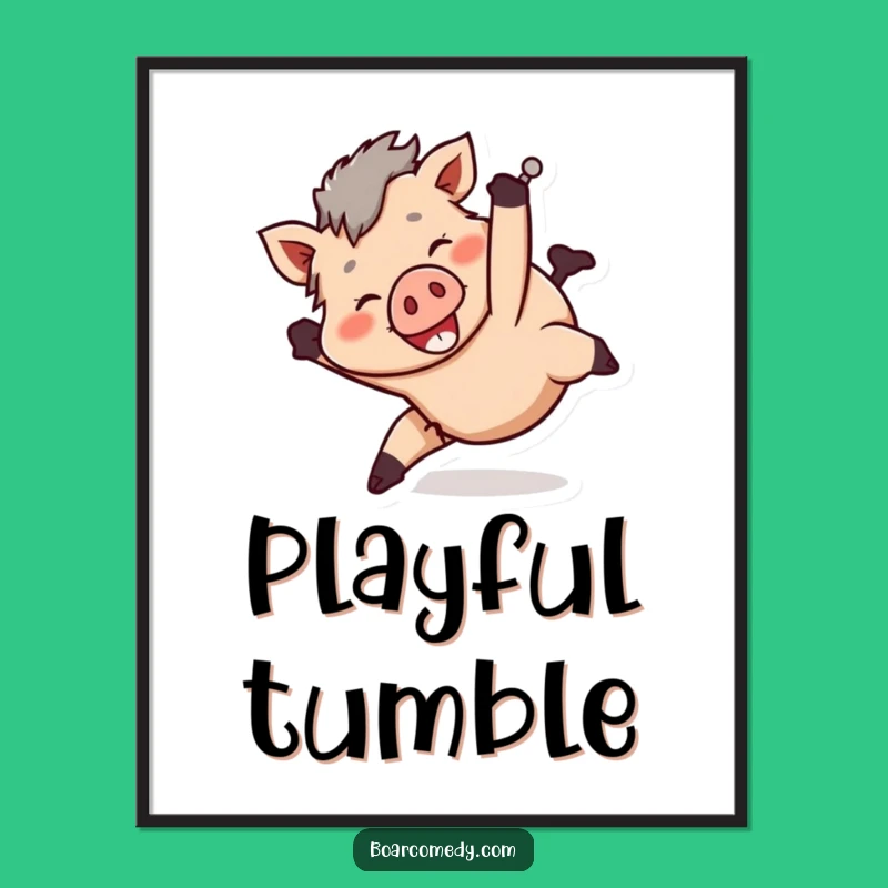 Funny Tumbly Boar Digital Art - Tumbling Download, Playful Instant Art, Perfect Funny Gift