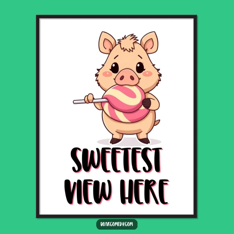 Funny Cheerful Boar Giant Lollipop Digital Art - Sweet Decor Funny Gift