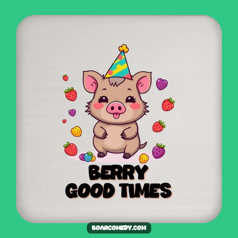 Funny Kawaii Boar Coaster - Juggling Berries Table Protector Gift