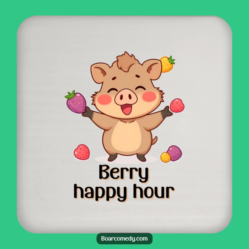 Funny Berry Juggling Boar Coaster: Protect Surfaces with Skill