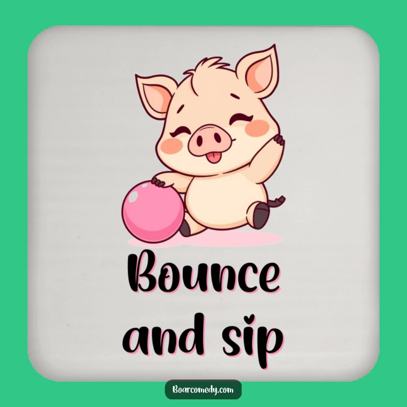 Funny Kawaii Boar Bouncing Ball Coaster Set - Protect Surfaces with Style