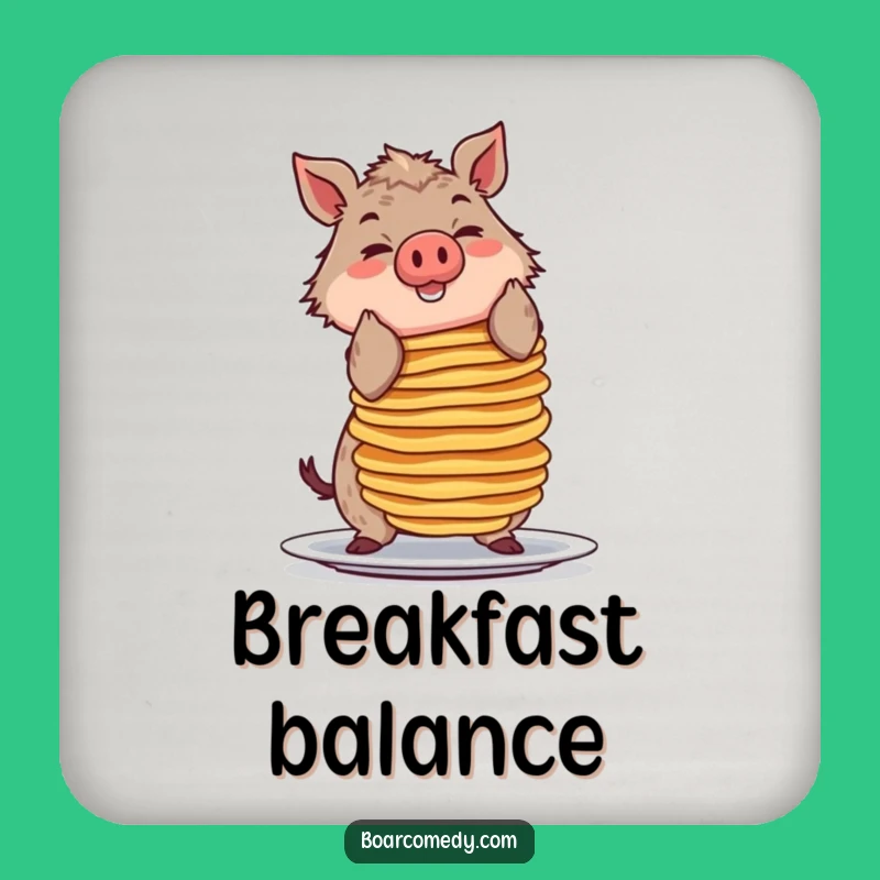 Funny Pancake Boar Coaster, Protect Surfaces with Hilarious Breakfast Art