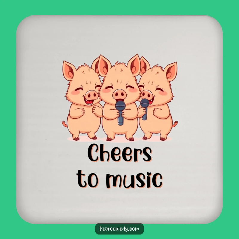 Funny Giggling Boars Microphones Coaster - Protect Surfaces Funny Gift