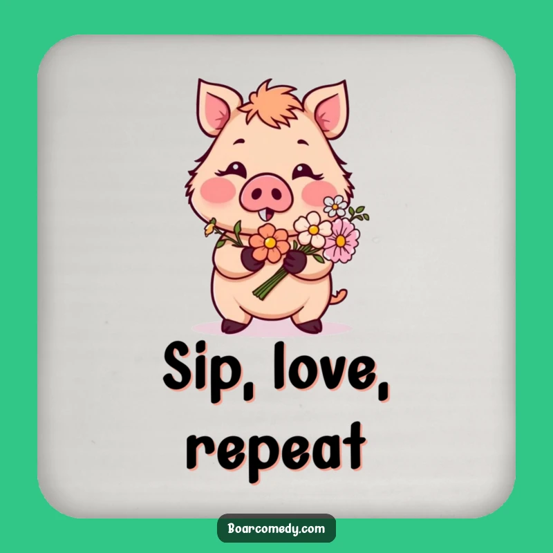 Funny Blushing Boar Flower Coaster: Romantic Table Protection Gift