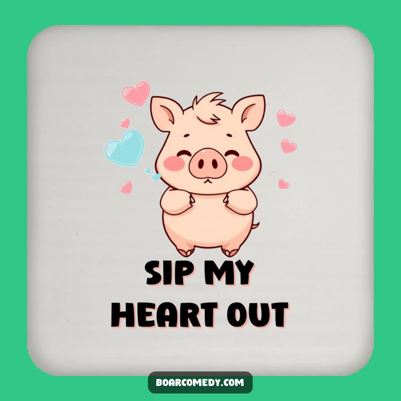 Funny Chubby Boar Heart Bubbles Coaster - Protect Surfaces Funny Gift